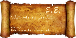Sárvári Ernő névjegykártya